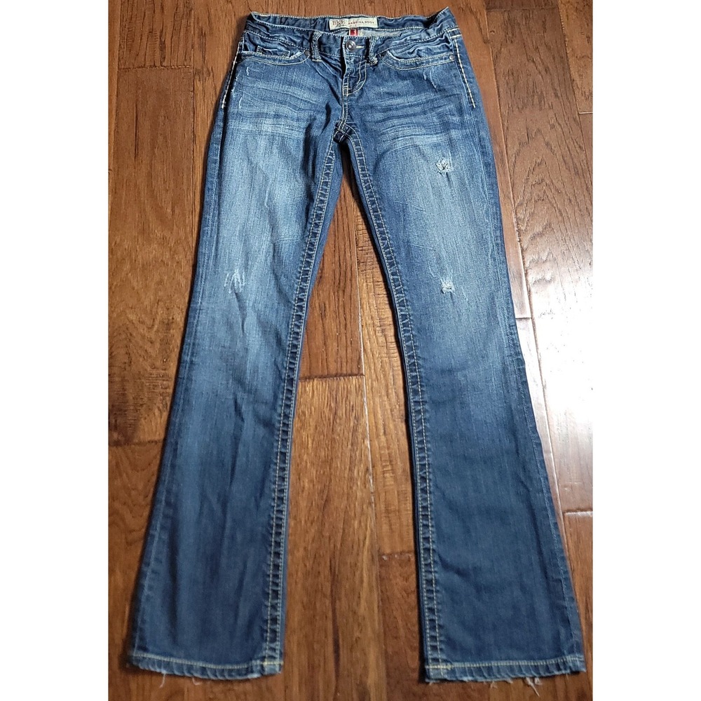BKE Sabrina‎ Stretch Blue Denim Boot Cut Stitching Jeans Size 26x31.5 Women's